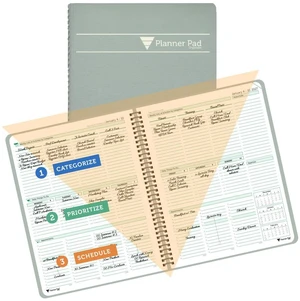 Spiral Bound January-December 2027/ Calendar Year 8 1/2" x 11" Large 3-Tier Funnel Down 12 Month/Weekly Organizer, Greenish Grey Cover/Soft Green Ink Spiral Bound January-December 2027/ Calendar Year 8 1/2" x 11" Large 3-Tier Funnel Down 12 Month/Weekly Organizer, Greenish Grey Cover/Soft Green Ink