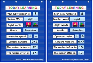 Standard Pocket Chart for Classroom & Homeschool, Heavy Duty Hanging 10-Pocket Chart for Word Wall/Letter Cards/Sentence Strips, Teacher Supplies, 43" H x 28" W, Blue (Pack of 2) Standard Pocket Chart for Classroom & Homeschool, Heavy Duty Hanging 10-Pocket Chart for Word Wall/Letter Cards/Sentence Strips, Teacher Supplies, 43" H x 28" W, Blue (Pack of 2)