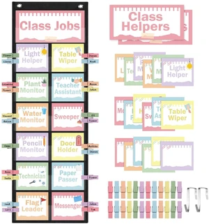 Pastel Class Jobs Pocket Chart Class Helpers Pocket Chart Classroom Jobs Cards with Clips and Hooks Teacher Helper Bulletin Board Set, for Back to School Classroom Teacher Supplies Pastel Class Jobs Pocket Chart Class Helpers Pocket Chart Classroom Jobs Cards with Clips and Hooks Teacher Helper Bulletin Board Set, for Back to School Classroom Teacher Supplies