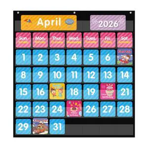 Large 44 Pockets Calendar Pocket Chart for Classroom with 85 Cards, Size:25 X 24 Monthly Calendar and Weather Black Pocket Chart for Students Learning for Home or School (44 Pockets) Large 44 Pockets Calendar Pocket Chart for Classroom with 85 Cards, Size:25 X 24 Monthly Calendar and Weather Black Pocket Chart for Students Learning for Home or School (44 Pockets)