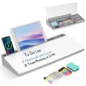 Desktop Glass Whiteboard with Storage, Desk Dry Erase White Board Gray Computer Keyboard Stand, Office Desk Organizers and Accessories with Drawer, To Do Memo Notepad, Home School Supplies Desktop Glass Whiteboard with Storage, Desk Dry Erase White Board Gray Computer Keyboard Stand, Office Desk Organizers and Accessories with Drawer, To Do Memo Notepad, Home School Supplies