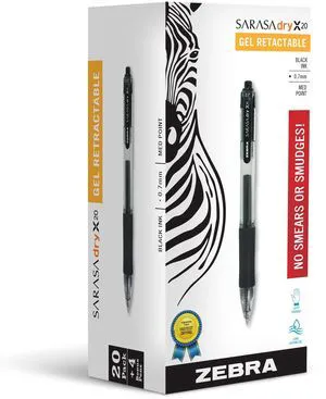 SARASA X20 Retractable Gel Pen, Black Ink, 0.7mm, 24-Pack Rapid-Dry Ink, Smear-Resistant, Ideal for Left-Handed Writers, Note-Taking, Office, School Supplies, Medium Point Tip (14680) SARASA X20 Retractable Gel Pen, Black Ink, 0.7mm, 24-Pack Rapid-Dry Ink, Smear-Resistant, Ideal for Left-Handed Writers, Note-Taking, Office, School Supplies, Medium Point Tip (14680)