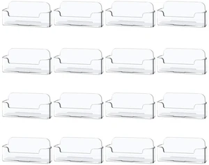 16 Pack Clear Desktop Business Card Holder Display, Plastic Business Card Stand for Office 16 Pack Clear Desktop Business Card Holder Display, Plastic Business Card Stand for Office