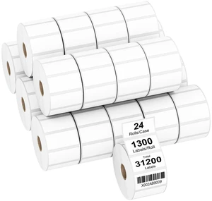 24 Rolls 2" x 1" Direct Thermal Labels for Barcodes Postage Address Shipping Labels Compatible with Rollo & Zebra Desktop Printers Adhesive - 1300 Labels/Roll 24 Rolls 2" x 1" Direct Thermal Labels for Barcodes Postage Address Shipping Labels Compatible with Rollo & Zebra Desktop Printers Adhesive - 1300 Labels/Roll