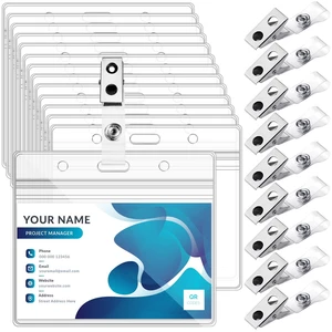 100 Sets Badge Holders and Metal Clips Horizontal Name Tag Holder with Clip Clear ID Card Holder with Clip Waterproof ID Badge Holder with Metal Clips 100 Sets Badge Holders and Metal Clips Horizontal Name Tag Holder with Clip Clear ID Card Holder with Clip Waterproof ID Badge Holder with Metal Clips