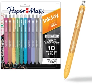 InkJoy Gel Pens, Metallic, Retractable, Medium Point (0.8mm), Glittery Assorted Colors, 10 Count - Arts & Crafts, Doodling, Writing, Bullet Journaling InkJoy Gel Pens, Metallic, Retractable, Medium Point (0.8mm), Glittery Assorted Colors, 10 Count - Arts & Crafts, Doodling, Writing, Bullet Journaling