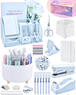 White Desk Accessories 21-Piece Office Supplies Gift Set Desk organizers and accessories, office desk accessories, white office supplies, desk organizer & more in a gift-ready box White Desk Accessories 21-Piece Office Supplies Gift Set Desk organizers and accessories, office desk accessories, white office supplies, desk organizer & more in a gift-ready box
