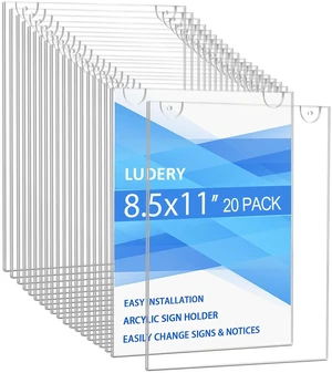 Acrylic Sign Holder 8.5x11 Vertical, Wall Mount Document Holder, Clear Plastic Picture Frame with Tape Adhesive and Screws for Office, Home, Store, Restaurant - 20 Pack Acrylic Sign Holder 8.5x11 Vertical, Wall Mount Document Holder, Clear Plastic Picture Frame with Tape Adhesive and Screws for Office, Home, Store, Restaurant - 20 Pack