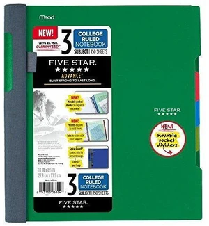 Advance Spiral Notebook + Study App, 3 Subject, College Ruled Paper, 8-1/2" x 11", 150 Sheets, Spiral Guard, Movable Tabbed Dividers, Seaglass Green (73136) Advance Spiral Notebook + Study App, 3 Subject, College Ruled Paper, 8-1/2" x 11", 150 Sheets, Spiral Guard, Movable Tabbed Dividers, Seaglass Green (73136)