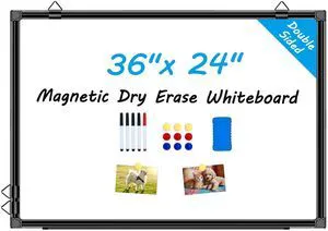 36"x24" White Board for Wall Double-Sided Magnetic Dry Erase Board with Black Aluminum Frame, Presentation Whiteboard Suitable for Home, Office, Classroom & Kitchen 36"x24" White Board for Wall Double-Sided Magnetic Dry Erase Board with Black Aluminum Frame, Presentation Whiteboard Suitable for Home, Office, Classroom & Kitchen