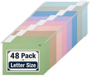 Hanging File Folders Bulk, 48 Pack, Hanging File Folders 1/5-Cut Adjustable Tabs, Letter Size, Assorted Colors, Ideal for Papers Classification, Home and Office Organization Hanging File Folders Bulk, 48 Pack, Hanging File Folders 1/5-Cut Adjustable Tabs, Letter Size, Assorted Colors, Ideal for Papers Classification, Home and Office Organization