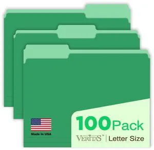Green Folders File Folders 100-Pack Letter Size 8.5" x 11" Green Colored Folder with 1/3-Cut Tabs Durable Pressboard Folders for Office, School, Home, Business Filing Supplies,Made in USA Green Folders File Folders 100-Pack Letter Size 8.5" x 11" Green Colored Folder with 1/3-Cut Tabs Durable Pressboard Folders for Office, School, Home, Business Filing Supplies,Made in USA