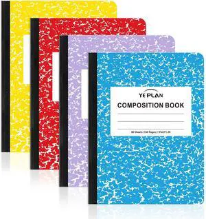 Composition Notebooks 4 pack, Wide Ruled Notebook Paper, 9 3/4" x 7 1/2", 80 Sheets/160 Pages, Aesthetic Marble Composition Notebook for School & Office Supplies (4, Assorted Colors) Composition Notebooks 4 pack, Wide Ruled Notebook Paper, 9 3/4" x 7 1/2", 80 Sheets/160 Pages, Aesthetic Marble Composition Notebook for School & Office Supplies (4, Assorted Colors)