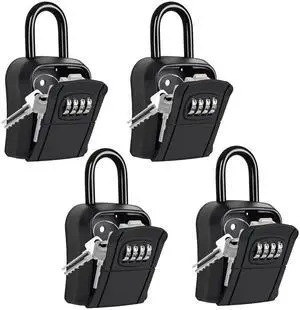 Portable Key Lock Box,Key Holder Safe Security Lock Box for Indoor, Outdoor, Garage, Garden, Store (4 Pack, Black) Portable Key Lock Box,Key Holder Safe Security Lock Box for Indoor, Outdoor, Garage, Garden, Store (4 Pack, Black)