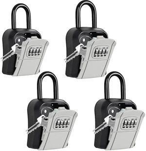 Portable Key Lock Box,Key Holder Safe Security Lock Box for Indoor, Outdoor, Garage, Garden, Store (4 Pack, Grey) Portable Key Lock Box,Key Holder Safe Security Lock Box for Indoor, Outdoor, Garage, Garden, Store (4 Pack, Grey)