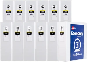 Standard View 3 Ring Binders, 3" Round Rings, 460-Sheet Capacity, 3.5 Inch Wide Spine, White Binders, Ideal for Lightweight Organization and Occasional Referencing (12-Pack of 05741) Standard View 3 Ring Binders, 3" Round Rings, 460-Sheet Capacity, 3.5 Inch Wide Spine, White Binders, Ideal for Lightweight Organization and Occasional Referencing (12-Pack of 05741)