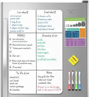 Magnetic Dry Erase Board: Large Fridge Whiteboard, Flexible Refrigerator Magnet White Board, Blank Writing Note Sheet with Kitchen Conversion Chart Magnet, 4 Markers & Eraser - 23 x 15 Magnetic Dry Erase Board: Large Fridge Whiteboard, Flexible Refrigerator Magnet White Board, Blank Writing Note Sheet with Kitchen Conversion Chart Magnet, 4 Markers & Eraser - 23 x 15