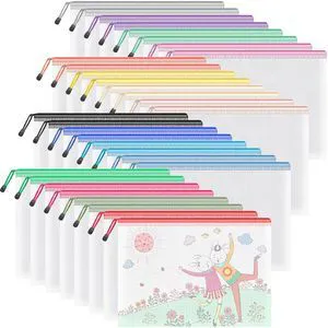32 Pack A4 Mesh Zipper Pouch Bulk for Office Receipt & Puzzle 16 Colors (2 Per Color),Waterproof Clear PVC Zipper Bags for Classroom Supplies, Puzzles, Receipts and Office Sorting 32 Pack A4 Mesh Zipper Pouch Bulk for Office Receipt & Puzzle 16 Colors (2 Per Color),Waterproof Clear PVC Zipper Bags for Classroom Supplies, Puzzles, Receipts and Office Sorting