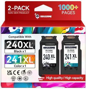 240XL 241XL Ink Cartridges Compatible for Canon 240XL 241XL Combo Pack High Yield Compatible for Canon Ink 240 241 fit for PIXMA MG3620 MG3600 MG3520 TS5120 MG2120 MX472 MX452 Printer(2 PACK) 240XL 241XL Ink Cartridges Compatible for Canon 240XL 241XL Combo Pack High Yield Compatible for Canon Ink 240 241 fit for PIXMA MG3620 MG3600 MG3520 TS5120 MG2120 MX472 MX452 Printer(2 PACK)