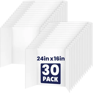 30 Pack White Trifold Poster Board, 16in x 24in Corrugated Project Board Presentation Board, Trifold Display Board for School Project, Business Presentation, Science Fairs, Event Display 30 Pack White Trifold Poster Board, 16in x 24in Corrugated Project Board Presentation Board, Trifold Display Board for School Project, Business Presentation, Science Fairs, Event Display