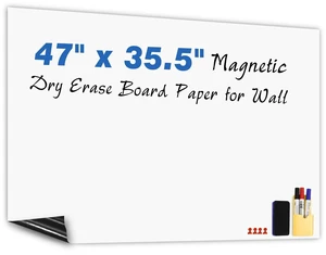 47"x35.5" Whiteboard Sticker for Wall White Board Dry Erase Paper Wallpaper with 3 Markers Adhesive Poster Board Peel and Stick Whiteboard for School Office Home Drawing 47"x35.5" Whiteboard Sticker for Wall White Board Dry Erase Paper Wallpaper with 3 Markers Adhesive Poster Board Peel and Stick Whiteboard for School Office Home Drawing