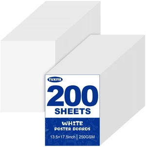 200 Pack White Poster Board,13.5" x 17.5" White Poster Paper Bulk 250GSM/92LB Heavy-Weight Blank Poster Board for Arts,Craft,Projects Presentations,Drawing Scrapbooking 200 Pack White Poster Board,13.5" x 17.5" White Poster Paper Bulk 250GSM/92LB Heavy-Weight Blank Poster Board for Arts,Craft,Projects Presentations,Drawing Scrapbooking
