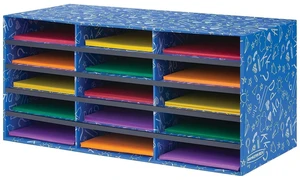 15-Compartment Literature Sorter, 28.5" x 12.375", Blue Turn paper piles into organized workflows with durable compartments that keep mail, forms, and projects easy to find 15-Compartment Literature Sorter, 28.5" x 12.375", Blue Turn paper piles into organized workflows with durable compartments that keep mail, forms, and projects easy to find