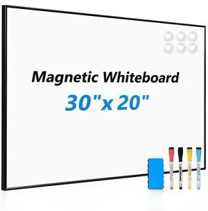 Large Magnetic Whiteboard, 30" x 20" Dry Erase White Board for Wall Black Aluminum Frame, Easy to Write and Erase, Wall Mounted, Presentation Board, for Home, Office, School, Kitchen Large Magnetic Whiteboard, 30" x 20" Dry Erase White Board for Wall Black Aluminum Frame, Easy to Write and Erase, Wall Mounted, Presentation Board, for Home, Office, School, Kitchen