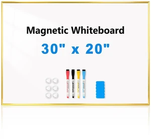 Large Magnetic Whiteboard, 30" x 20" Dry Erase White Board for Wall Gold Aluminum Frame, Easy to Write and Erase, Wall Mounted, Presentation Board, for Home, Office, School, Kitchen Large Magnetic Whiteboard, 30" x 20" Dry Erase White Board for Wall Gold Aluminum Frame, Easy to Write and Erase, Wall Mounted, Presentation Board, for Home, Office, School, Kitchen