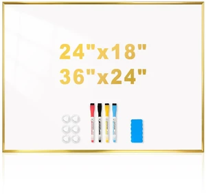 Magnetic Whiteboard, 24" x 18" Dry Erase White Board for Wall Gold Aluminum Frame, Easy to Write and Erase, Wall Mounted, Presentation Board, for Home, Office, School, Kitchen Magnetic Whiteboard, 24" x 18" Dry Erase White Board for Wall Gold Aluminum Frame, Easy to Write and Erase, Wall Mounted, Presentation Board, for Home, Office, School, Kitchen