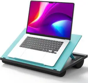 Lap Desk with 8 Adjustable Angles Up to 15.6" Laptop, Turquoise Dual-cushion base, carry handle, 30% thicker for durability, wider anti-slip ledge, for home office, sofa, bed, car Lap Desk with 8 Adjustable Angles Up to 15.6" Laptop, Turquoise Dual-cushion base, carry handle, 30% thicker for durability, wider anti-slip ledge, for home office, sofa, bed, car