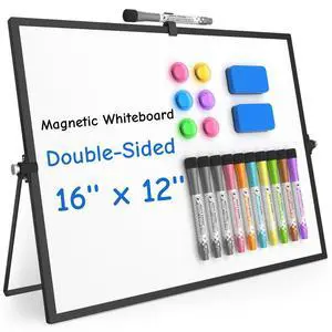 Magnetic Dry Erase Board with Stand, 16''x12'' Desktop Whiteboard Double-Sided White Board with Stand, Black White Board, Desk Whiteboard Portable, Dry Erase Board for Home, School, Office Magnetic Dry Erase Board with Stand, 16''x12'' Desktop Whiteboard Double-Sided White Board with Stand, Black White Board, Desk Whiteboard Portable, Dry Erase Board for Home, School, Office