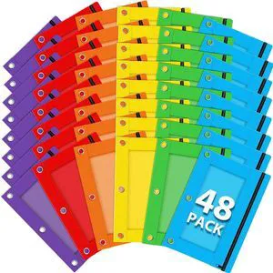 48 Pcs Pencil Pouch for 3 Ring Binder, Bulk Pencil Case Pouch with Clear Window, Pencil Bags with Smooth Zipper, Pencil Pouch for School Office Classroom Supplies(6 Color) 48 Pcs Pencil Pouch for 3 Ring Binder, Bulk Pencil Case Pouch with Clear Window, Pencil Bags with Smooth Zipper, Pencil Pouch for School Office Classroom Supplies(6 Color)