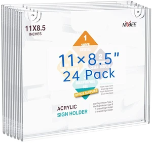 24-Packs Acrylic Wall Sign Holder 8.5x11 Horizontal, Clear Plastic Picture Frames, Wall Mounted Design 24-Packs Acrylic Wall Sign Holder 8.5x11 Horizontal, Clear Plastic Picture Frames, Wall Mounted Design