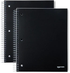 Wide Ruled 3-Subject Spiral Notebook, 150 Sheets, 8.5 x 10.5 Inches, Black, 2-Pack Wide Ruled 3-Subject Spiral Notebook, 150 Sheets, 8.5 x 10.5 Inches, Black, 2-Pack