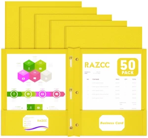 Two Pocket Folders, 50 Pack Two Pocket Folders with Prongs, 3 Prong Folders Fit Letter Size Paper, Pocket File Folders for School Office Home Business, Yellow Two Pocket Folders, 50 Pack Two Pocket Folders with Prongs, 3 Prong Folders Fit Letter Size Paper, Pocket File Folders for School Office Home Business, Yellow