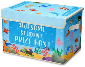 Ocean Classroom Treasure Chest Box for Kid Prize with Lid Rewards Bin for Student Toy Prizes Awards, Collapsible Teacher Organizer, Kids Classroom Supply Storage, Nursery School Decor Ocean Classroom Treasure Chest Box for Kid Prize with Lid Rewards Bin for Student Toy Prizes Awards, Collapsible Teacher Organizer, Kids Classroom Supply Storage, Nursery School Decor