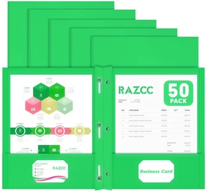 Two Pocket Folders, 50 Pack Two Pocket Folders with Prongs, 3 Prong Folders Fit Letter Size Paper, Pocket File Folders for School Office Home Business, Green Two Pocket Folders, 50 Pack Two Pocket Folders with Prongs, 3 Prong Folders Fit Letter Size Paper, Pocket File Folders for School Office Home Business, Green