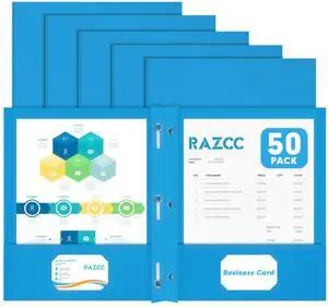 Two Pocket Folders, 50 Pack Two Pocket Folders with Prongs, 3 Prong Folders Fit Letter Size Paper, Pocket File Folders for School Office Home Business, Blue Two Pocket Folders, 50 Pack Two Pocket Folders with Prongs, 3 Prong Folders Fit Letter Size Paper, Pocket File Folders for School Office Home Business, Blue