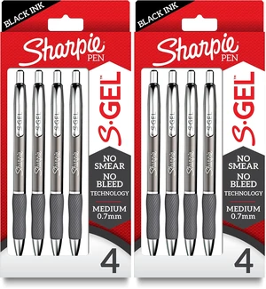 S-Gel Gel Pens Sleek Metal Barrel Gunmetal Medium Point (0.7mm) Black Ink,4 Count (Pack of 2) S-Gel Gel Pens Sleek Metal Barrel Gunmetal Medium Point (0.7mm) Black Ink,4 Count (Pack of 2)
