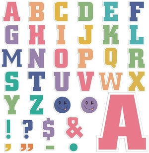 136 Pcs 12 in Extra Large Bulletin Board Letter Pastel Classroom Wall Decor Giant Alphabet Letter Cutout, Pastel Smile Face, Big Sticker, Punctuation with Adhesive Dot, Colorful Poster School Decor 136 Pcs 12 in Extra Large Bulletin Board Letter Pastel Classroom Wall Decor Giant Alphabet Letter Cutout, Pastel Smile Face, Big Sticker, Punctuation with Adhesive Dot, Colorful Poster School Decor