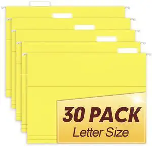 Hanging File Folders, 30 Pack Reinforced Letter Size Hanging Folders, Designed for Bulky Files, Filing Cabinet, 1/5-Cut Adjustable Tabs (Yellow) Hanging File Folders, 30 Pack Reinforced Letter Size Hanging Folders, Designed for Bulky Files, Filing Cabinet, 1/5-Cut Adjustable Tabs (Yellow)