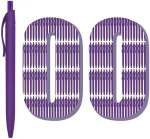 Pens Bulk, 100 Pack No Bleed Purple Barrel Click Pens, Wholesale Retractable Ballpoint Pens, Medium Point, Smooth Ink Pens, 1.0MM Black Ink Pens Bulk, 100 Pack No Bleed Purple Barrel Click Pens, Wholesale Retractable Ballpoint Pens, Medium Point, Smooth Ink Pens, 1.0MM Black Ink