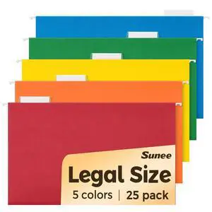 Hanging File Folders Legal Size, 25 Pack File Folders 1/5-Cut Tabs, Assorted Colors, Stay Organized for Your Home and Office Bulk File and Documents Hanging File Folders Legal Size, 25 Pack File Folders 1/5-Cut Tabs, Assorted Colors, Stay Organized for Your Home and Office Bulk File and Documents
