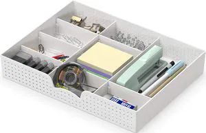 Drawer Organizer Tray, 9 Adjustable Compartments, White For Office, Makeup, and Craft Drawer or Desktop Storage Drawer Organizer Tray, 9 Adjustable Compartments, White For Office, Makeup, and Craft Drawer or Desktop Storage
