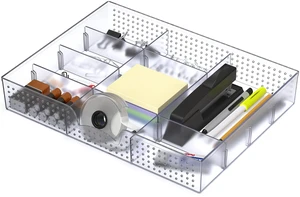 Drawer Organizer Tray, 9 Adjustable Compartments, Clear For Office, Makeup, and Craft Drawer or Desktop Storage Drawer Organizer Tray, 9 Adjustable Compartments, Clear For Office, Makeup, and Craft Drawer or Desktop Storage