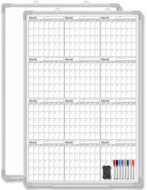 3 Month 36" x 24" Vertical Whiteboard Calendar Dry Erase for Wall Magnetic Planner for Fridge, Undated Planning, Aluminum Frame, Markers Included, for Home Office Projects 3 Month 36" x 24" Vertical Whiteboard Calendar Dry Erase for Wall Magnetic Planner for Fridge, Undated Planning, Aluminum Frame, Markers Included, for Home Office Projects