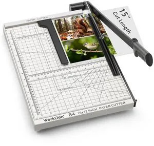15 inch Guillotine Paper Cutter: Precision Paper Trimmer with Safety Lock,15 Sheet Capacity, Thickened Metal Based Cutting Board for Crafting Cardstock Photos Laminatedsheets in Class/Office 15 inch Guillotine Paper Cutter: Precision Paper Trimmer with Safety Lock,15 Sheet Capacity, Thickened Metal Based Cutting Board for Crafting Cardstock Photos Laminatedsheets in Class/Office