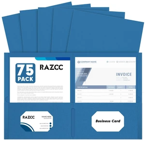 Two Pocket Folders, 75 Pack 2 Pocket Folders Fit Letter Size Paper, Paper Folders with Pockets for School Office Business Home (Navy Blue) Two Pocket Folders, 75 Pack 2 Pocket Folders Fit Letter Size Paper, Paper Folders with Pockets for School Office Business Home (Navy Blue)