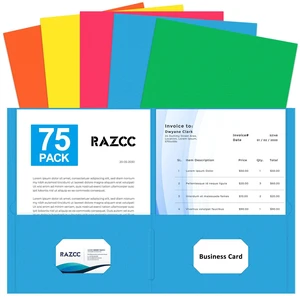 Two Pocket Folders, 75 Pack 2 Pocket Folders Fit Letter Size Paper, Paper Folders with Pockets for School Office Business Home, Assorted 5 Colors Two Pocket Folders, 75 Pack 2 Pocket Folders Fit Letter Size Paper, Paper Folders with Pockets for School Office Business Home, Assorted 5 Colors